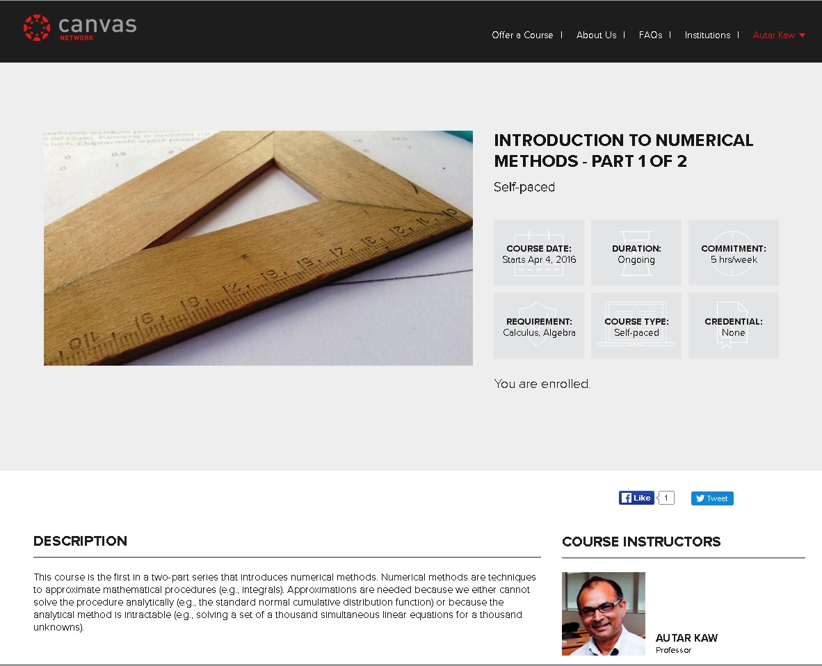 A MOOC on Numerical Methods Released